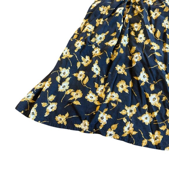 Free People 3/4 Sleeve Floral Print Dress Cotton Blend Grey Yellow Size 12 Women - Picture 4 of 12